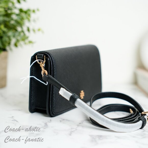 Tory Burch Emerson Black Saffiano Mini Crossbody Purse Bag Clutch NWT - Picture 3 of 9
